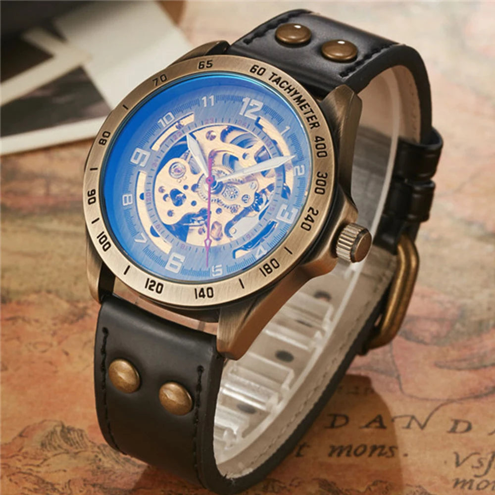 Men's Retro Leather Mechanical Watch
