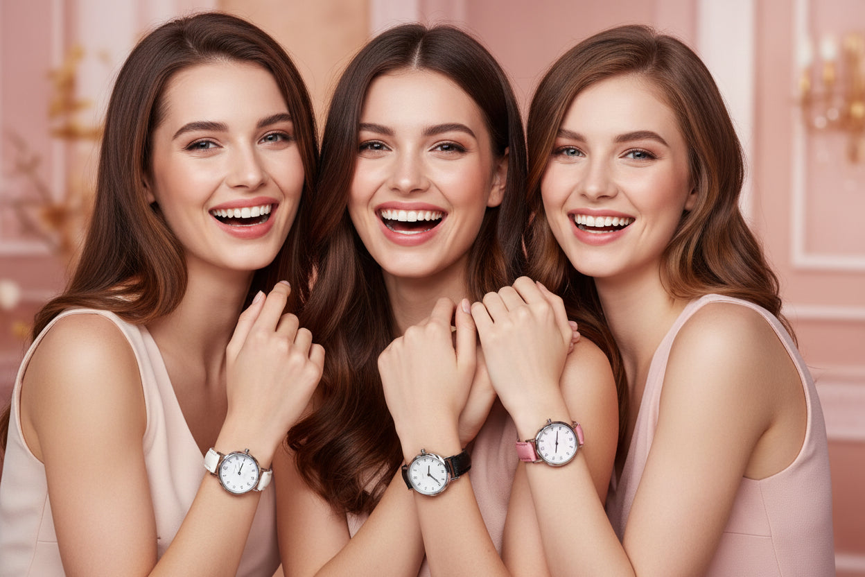 Women's Slim Leather Strap Quartz Watch