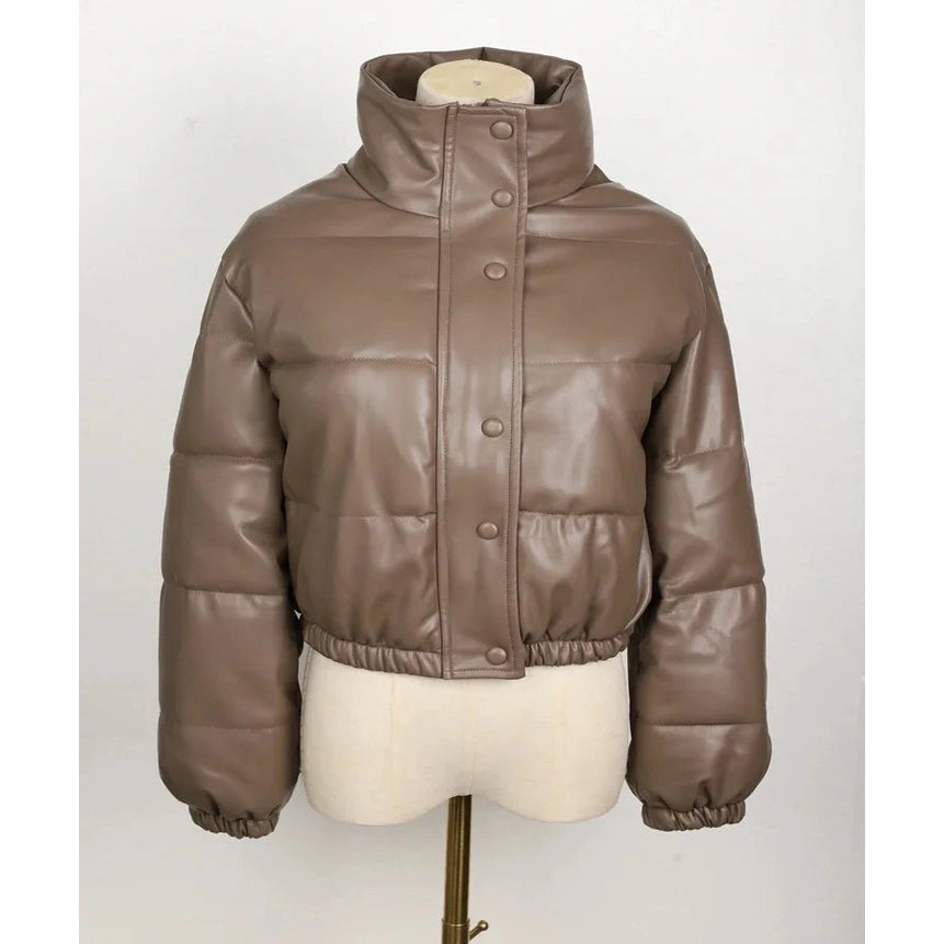 PU Leather Zipper Women Jacket