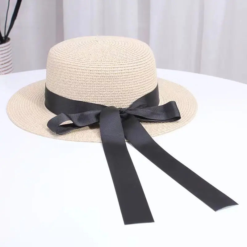 Straw Bow Fedora Sun Hat