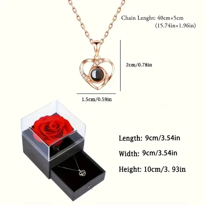Artificial Flower Box with Necklace