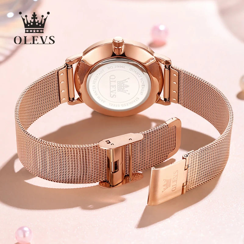 OLEVS Crystal Milanese Steel Watch