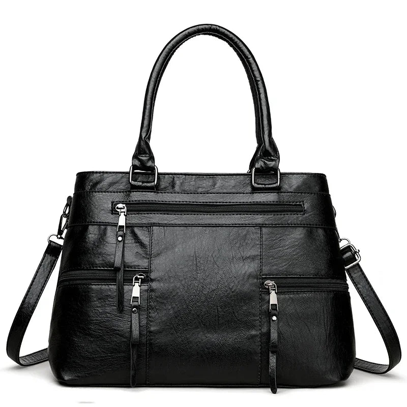 Leather Top-Handle Tote Bag
