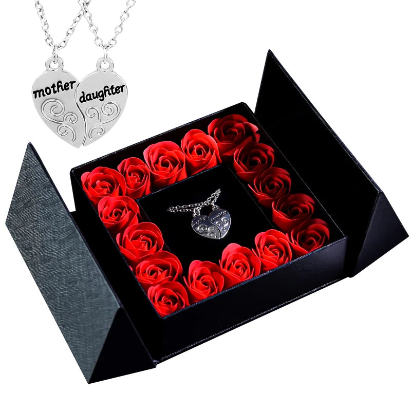 Women's Pendant Necklace Soap Rose Gift Box