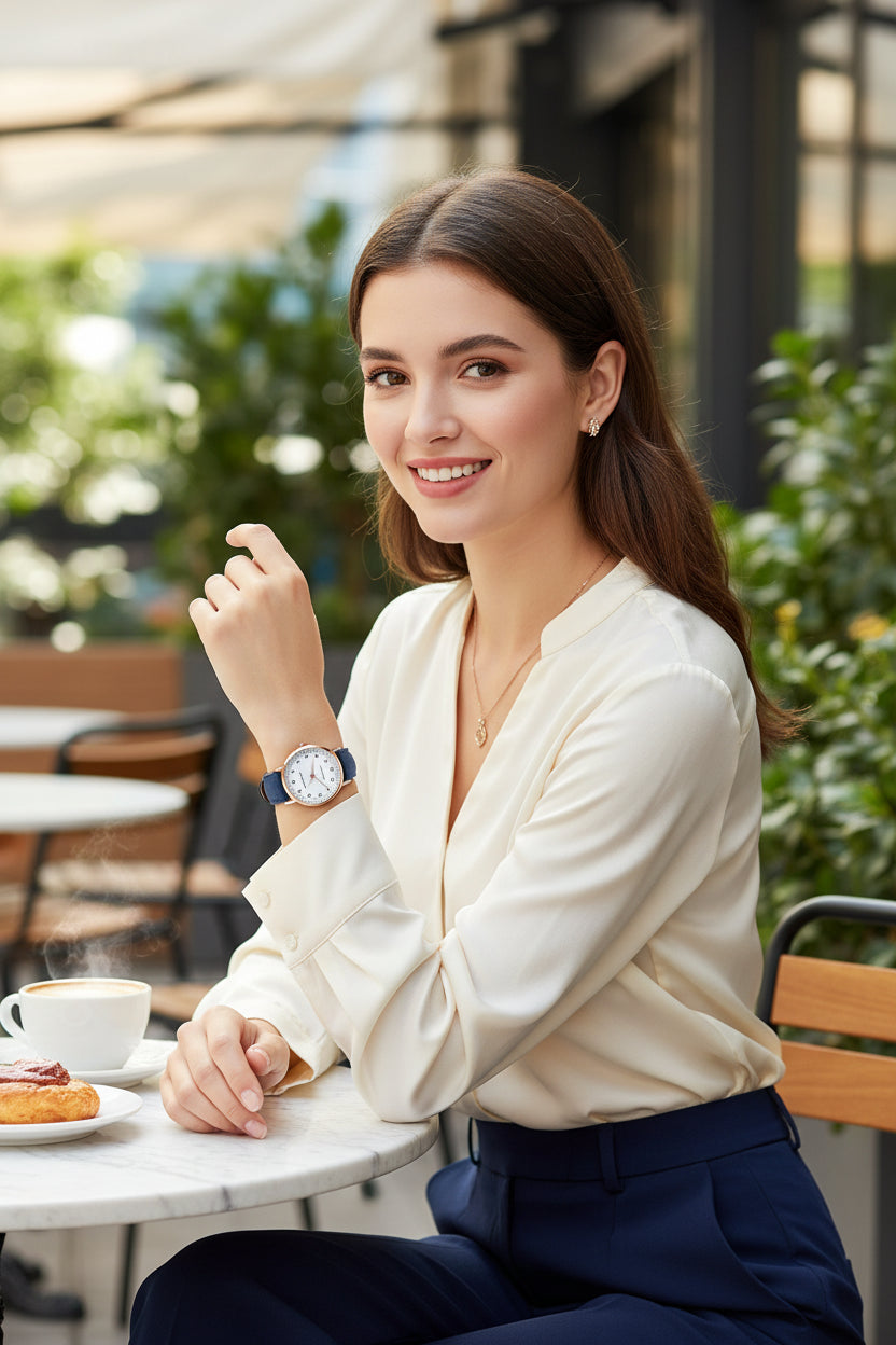 Women's Small Dial Leather Quartz Watch