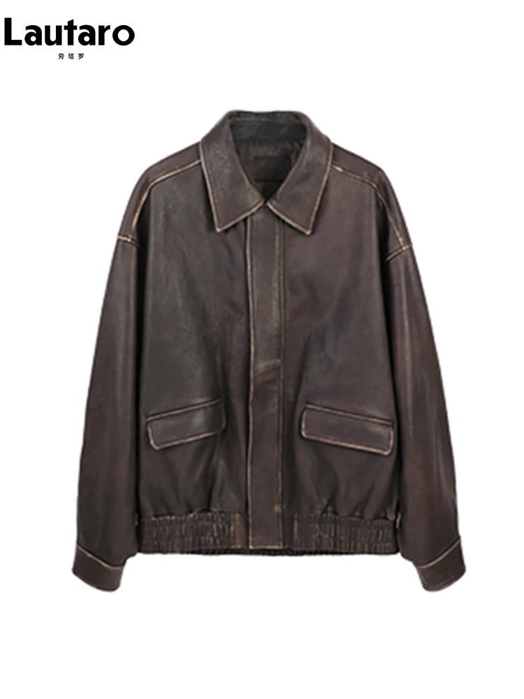 Distressed Faux Leather Jacket