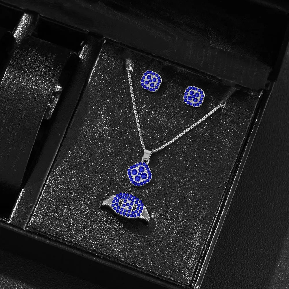 Cube Necklace Earring Ring Set