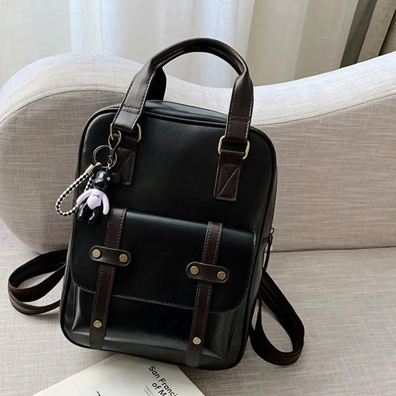 Leather Youth School Backpack