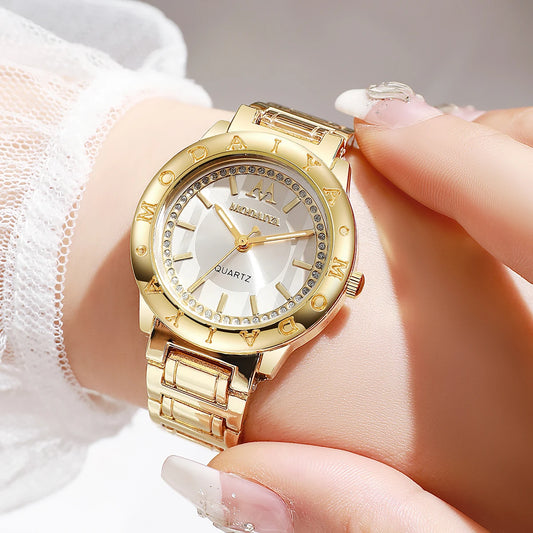 Gold Diamond Quartz Ladies Watch