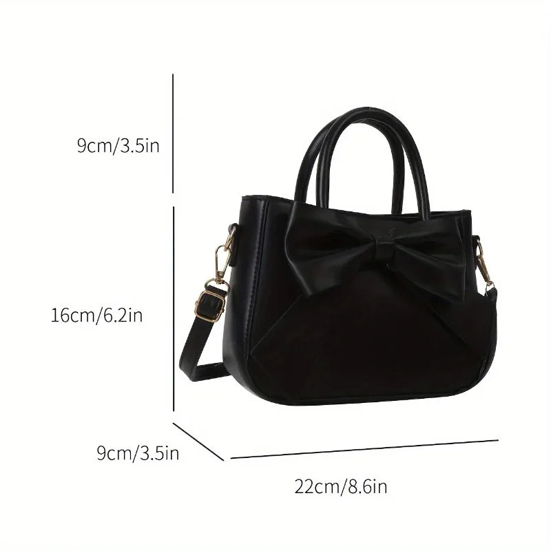 Black Bow Handbag with Gold Hardware