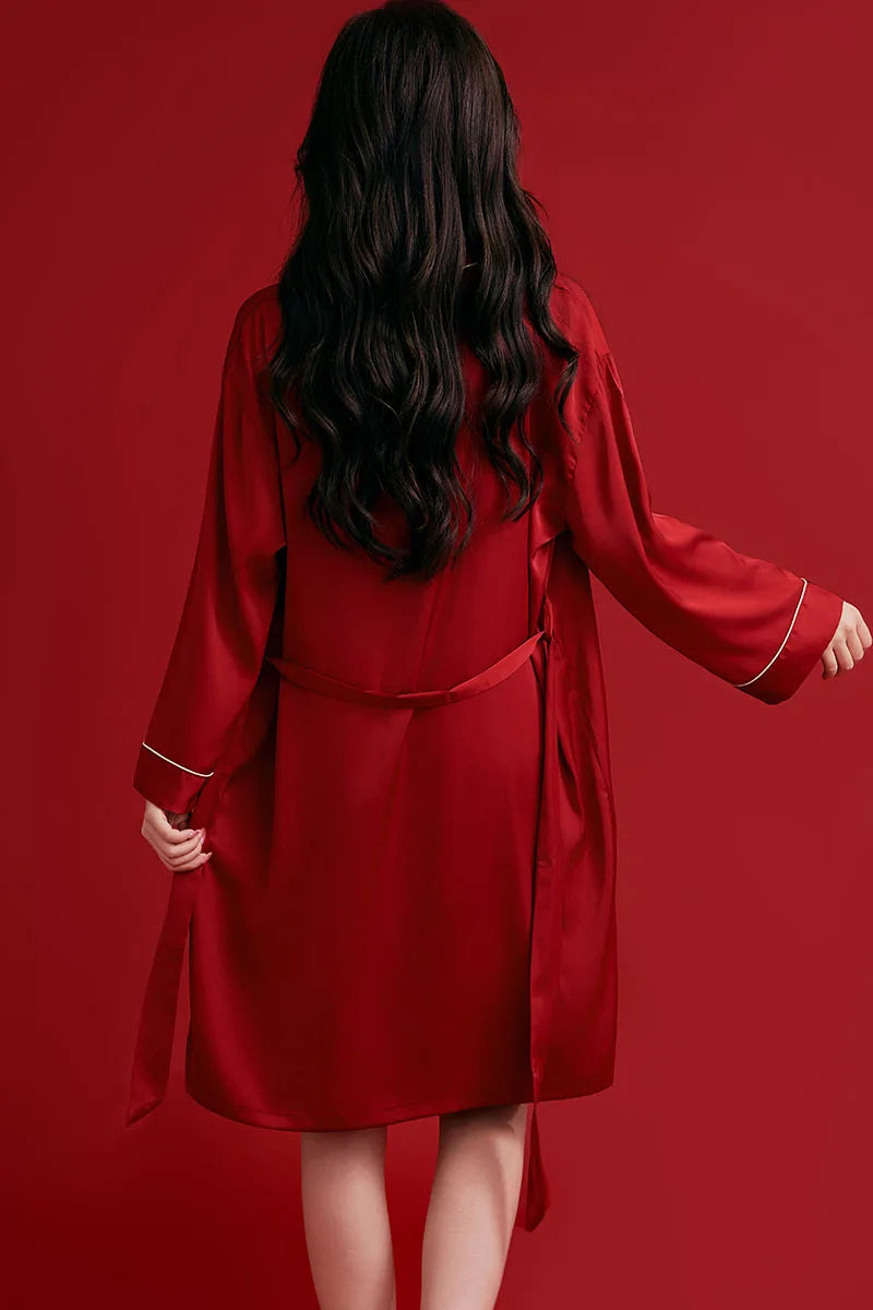 Couple Red Satin Sleepwear Set