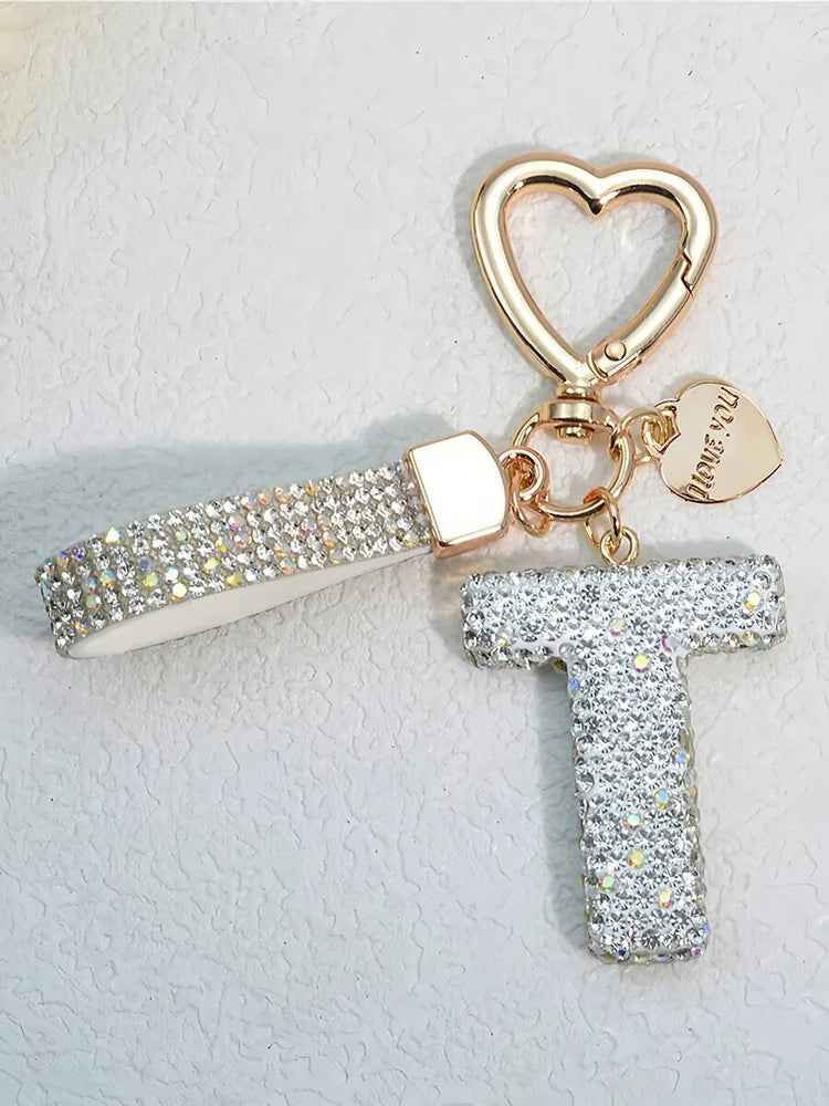Crystal Initial Letter Keychain