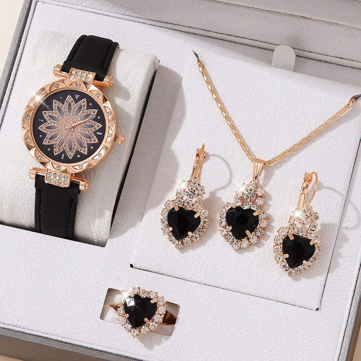 Women's Crystal Watch Jewelry Gift Set