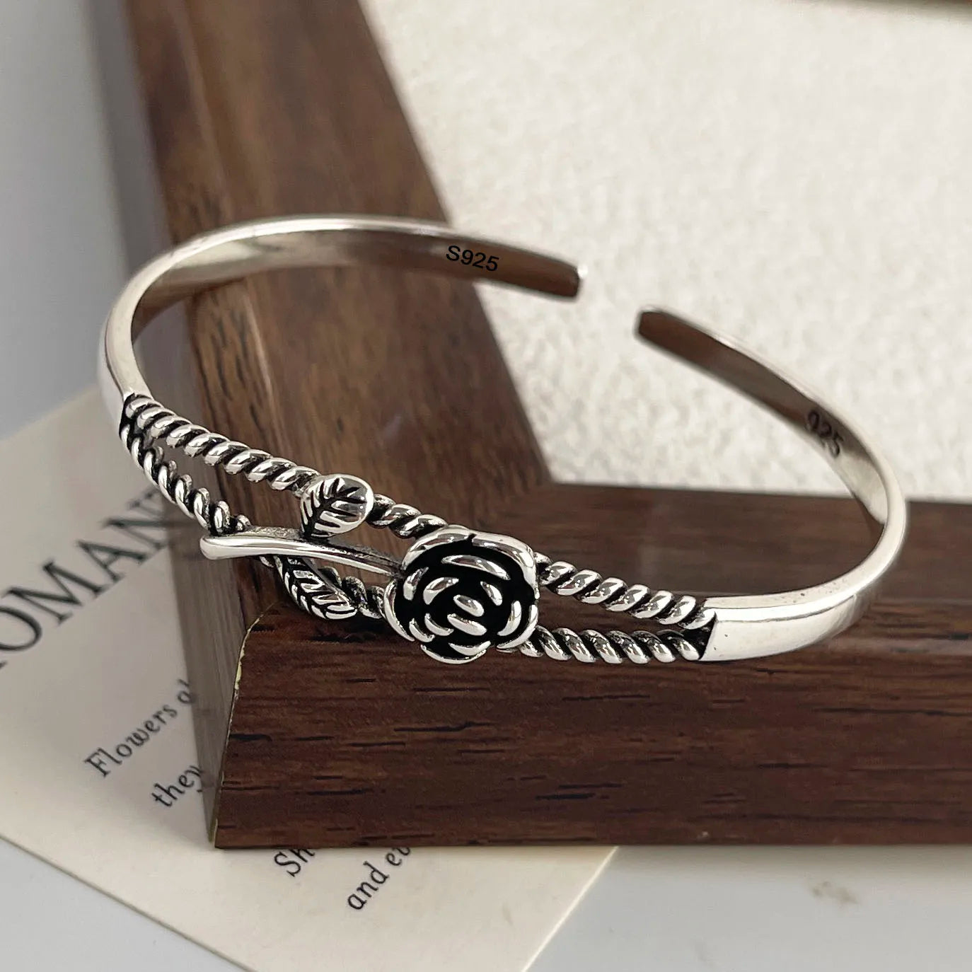 Women's S925 Silver Rose Flower Bracelet