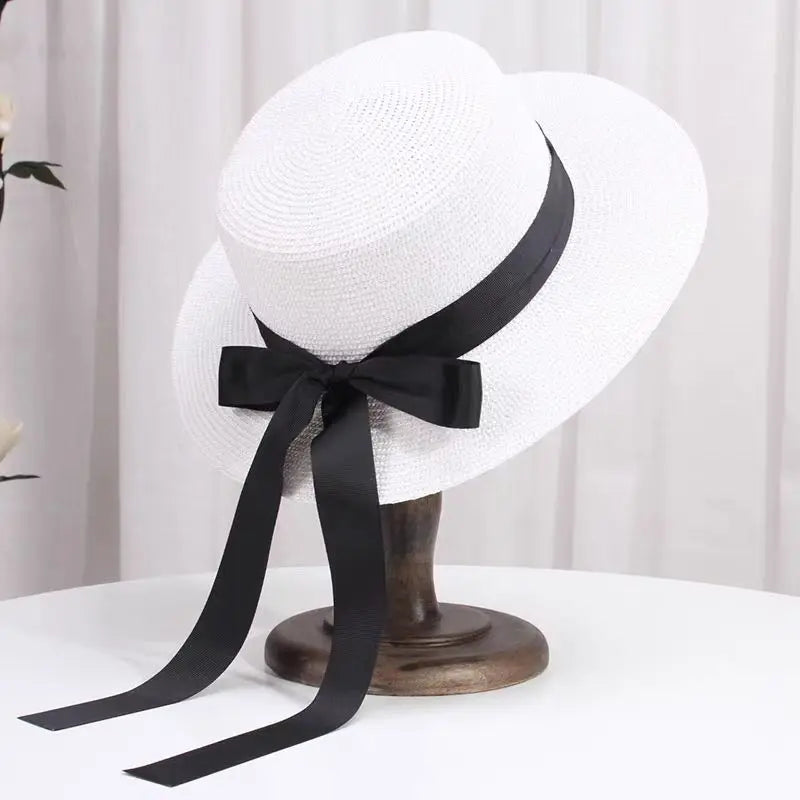 Straw Bow Fedora Sun Hat
