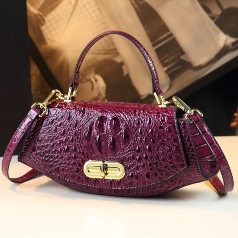 Women's Crocodile Pattern Leather Crossbody Bag