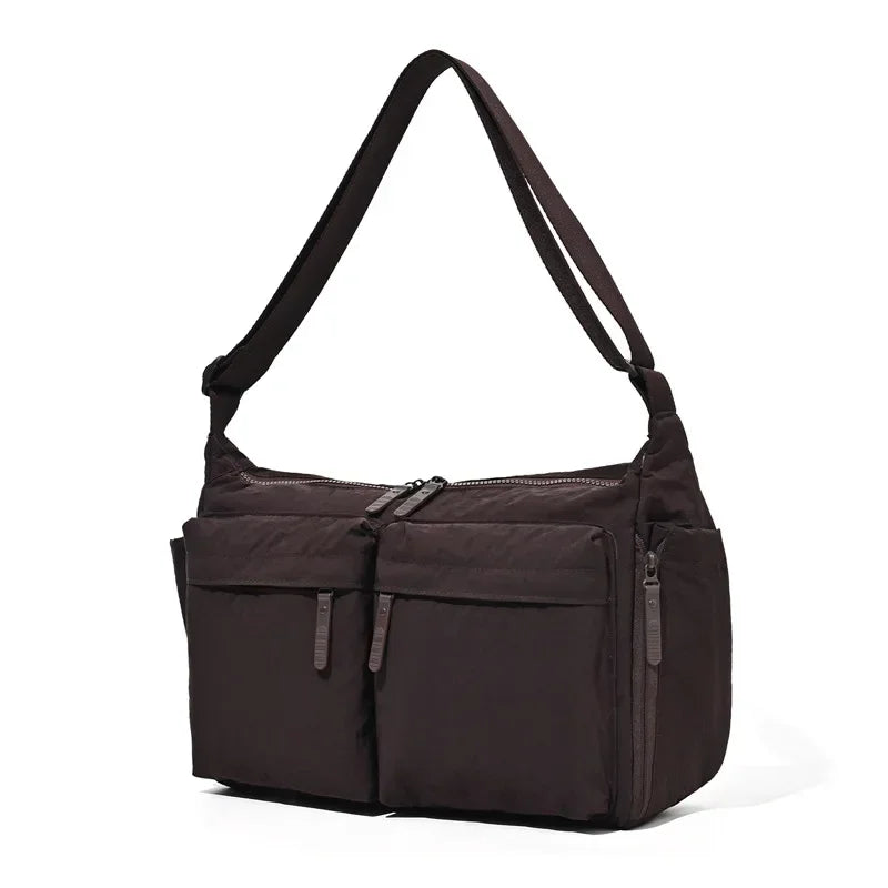 Multi-Pocket Nylon Shoulder Bag