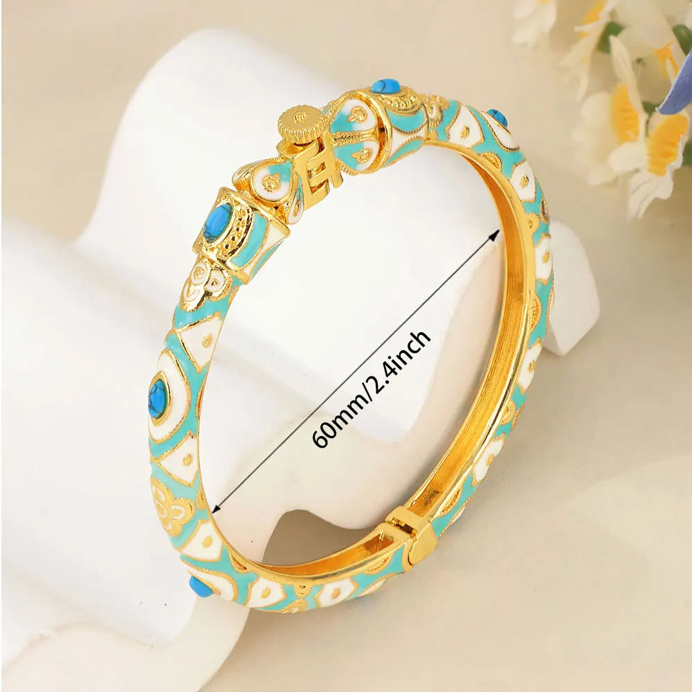 Gold Turquoise Bridal Bangle
