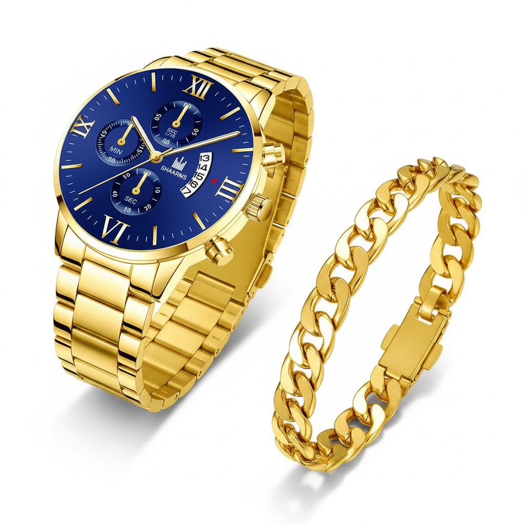 Men's Steel Calendar Business Quartz Watch