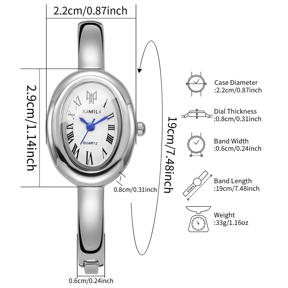 Oval Dial Bracelet Watch