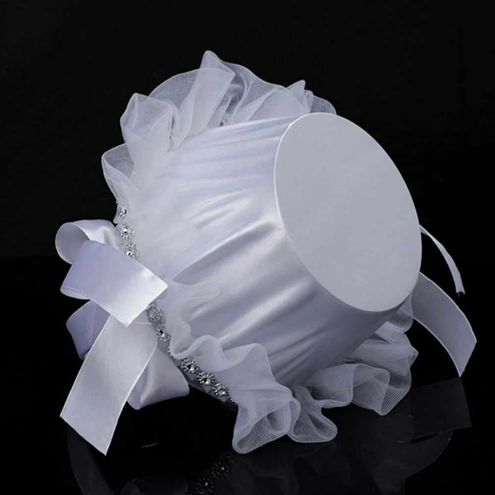 White Flower Girl Basket Lace Wedding Decor
