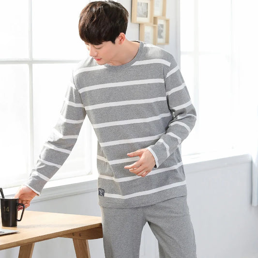 Cotton O-Neck Men Pajama Set