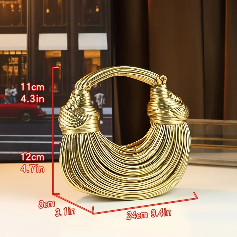 Women's Gold Handwoven Hobo Evening Clutch