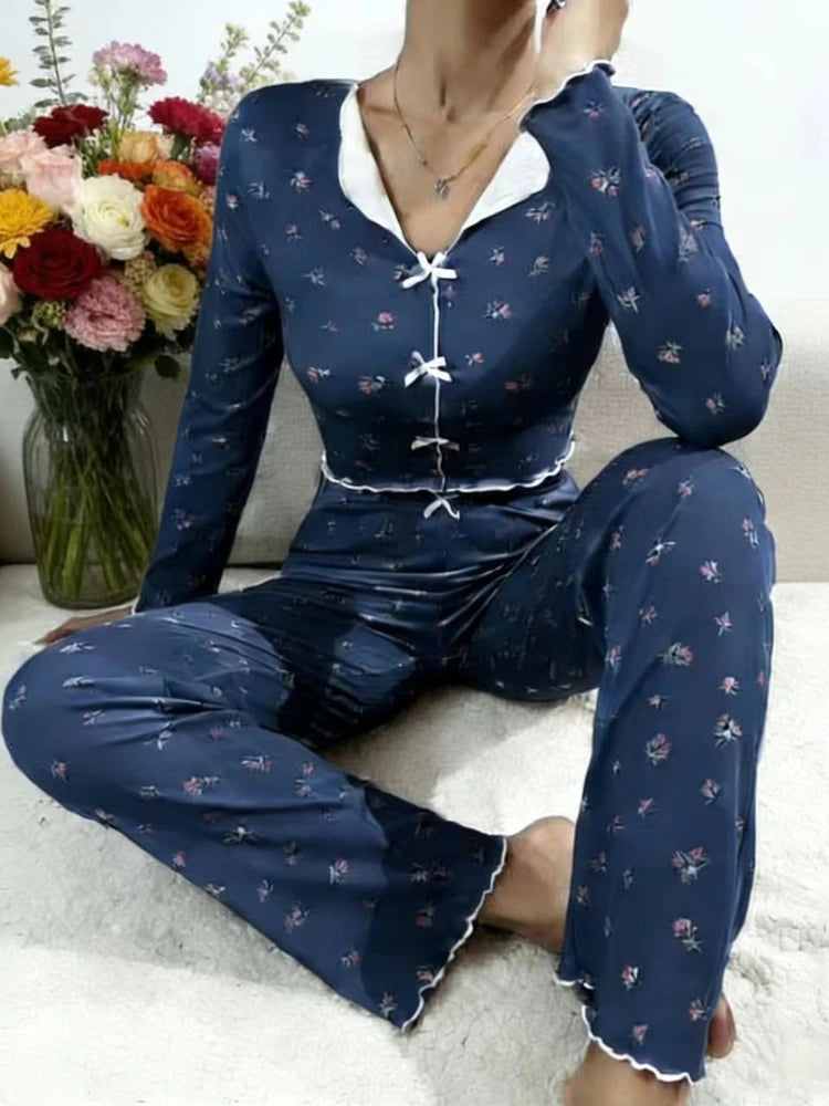 Women's Floral Long Sleeve Pajama Set