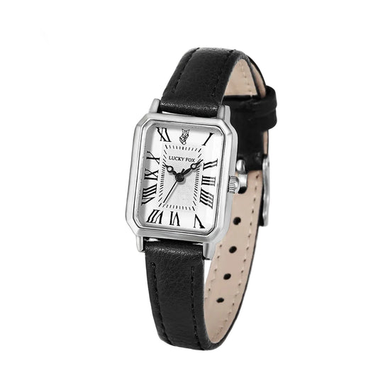 Women's Rectangle Roman Dial Leather Quartz Watch
