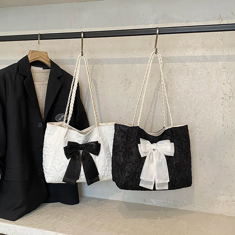 Bow Microfiber Large Tote Bag