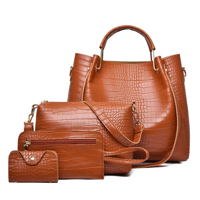 Leather Shoulder Bag Set