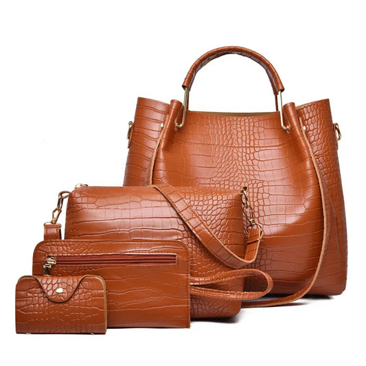 Leather Shoulder Bag Set
