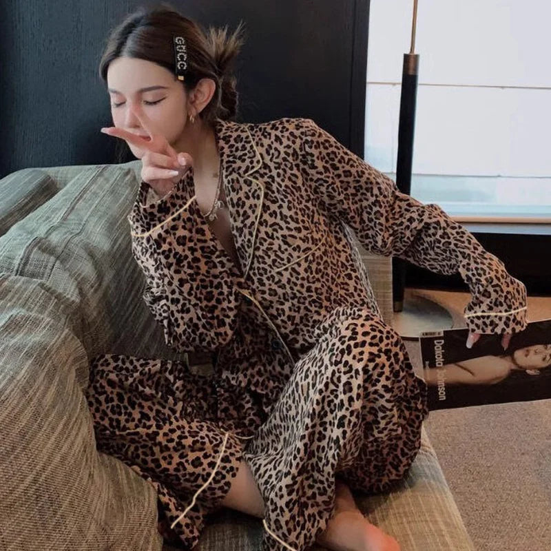 Women's Leopard Print Pajama Set