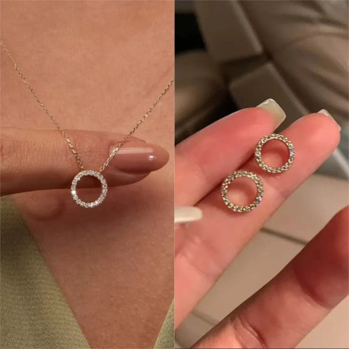 Crystal Circle Pendant Necklace