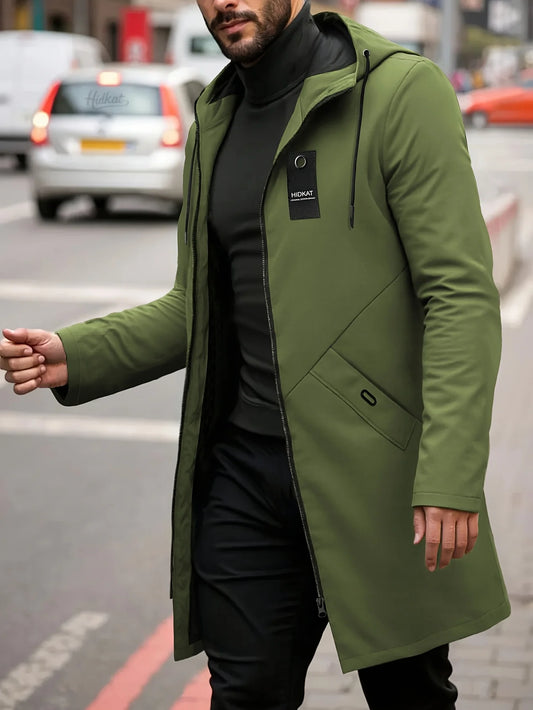 Solid Hooded Men Casual Jacket