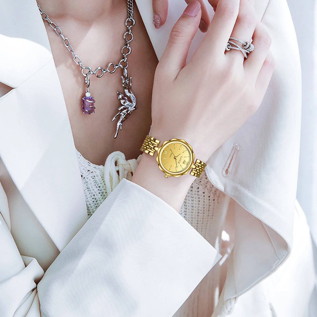 LIGE Gold Waterproof Ladies Watch