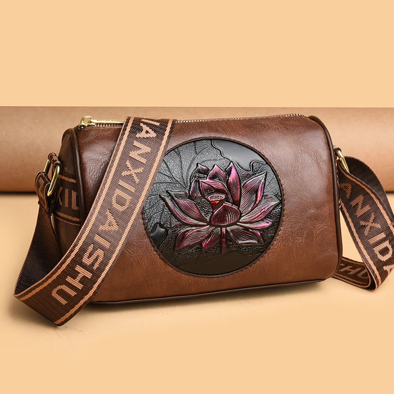 Soft Leather Print Shoulder & Crossbody Bag
