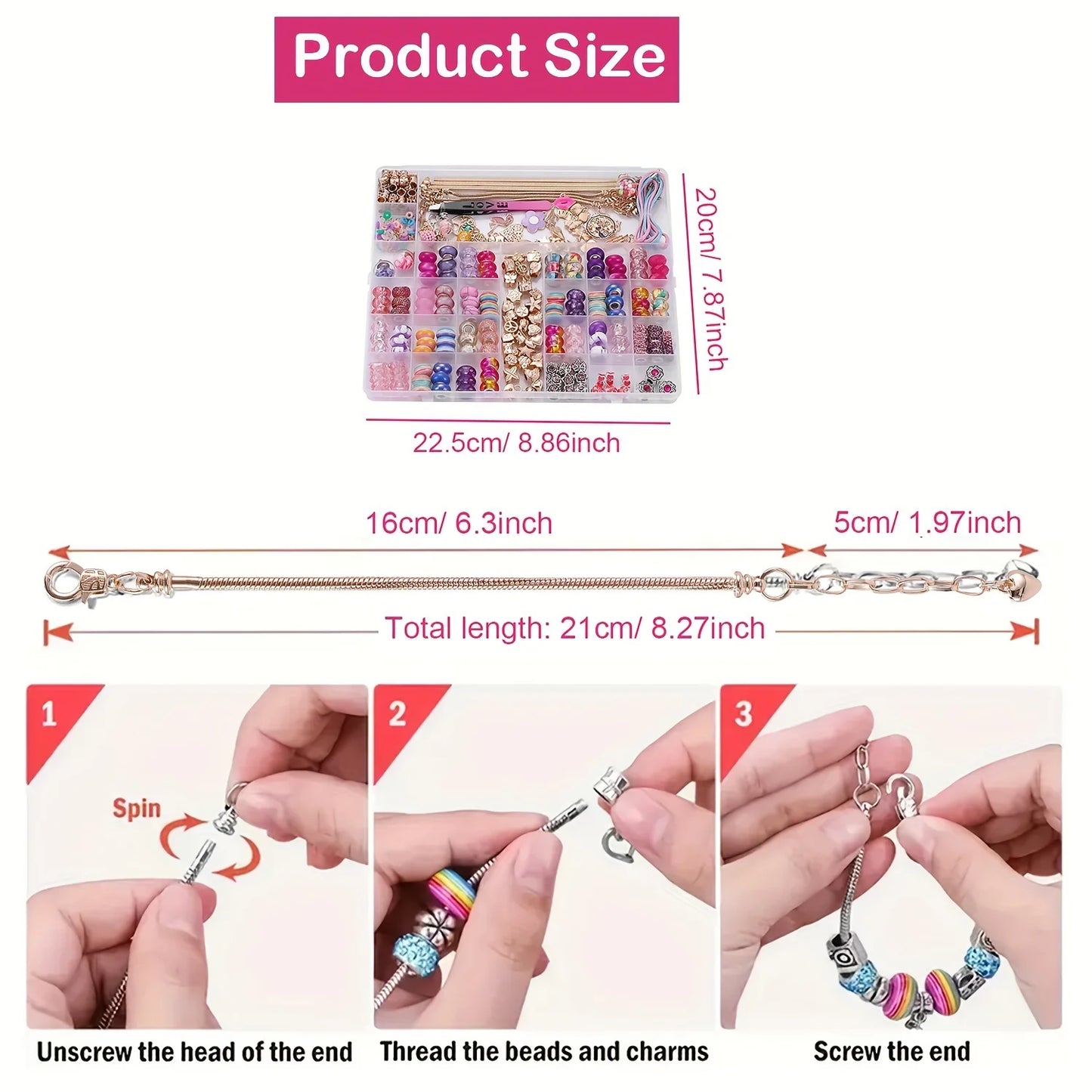 Charm Bracelet Making Kit 305 Pcs Beads