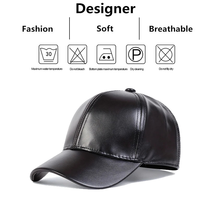 Kids Leather Baseball Cap