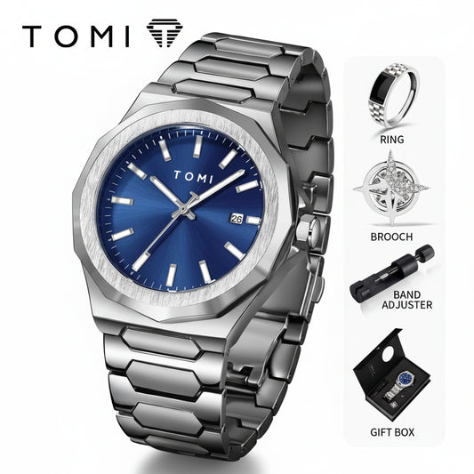 TOMI Men's Rose Gold Quartz Watch Gift Set