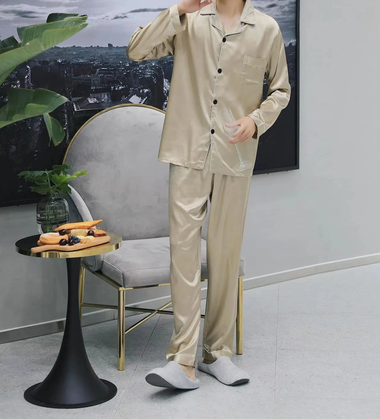 Custom Satin Couple Pajama Set Gift