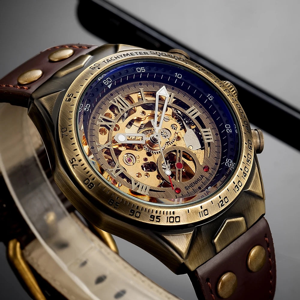 Men's Retro Leather Mechanical Watch
