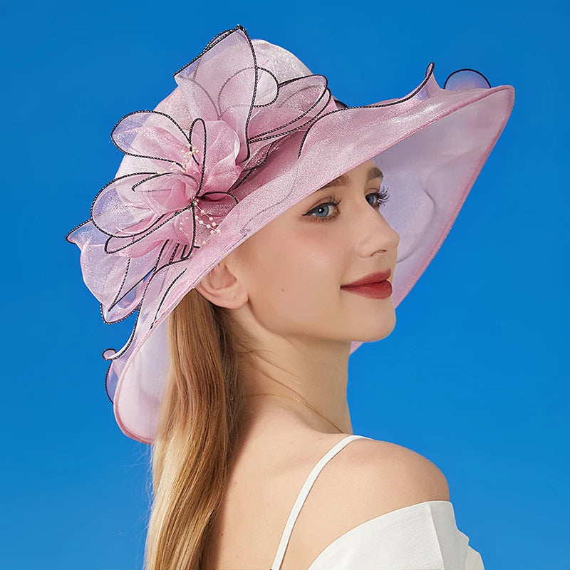 Women's Organza Wide Brim Sun Hat Beach