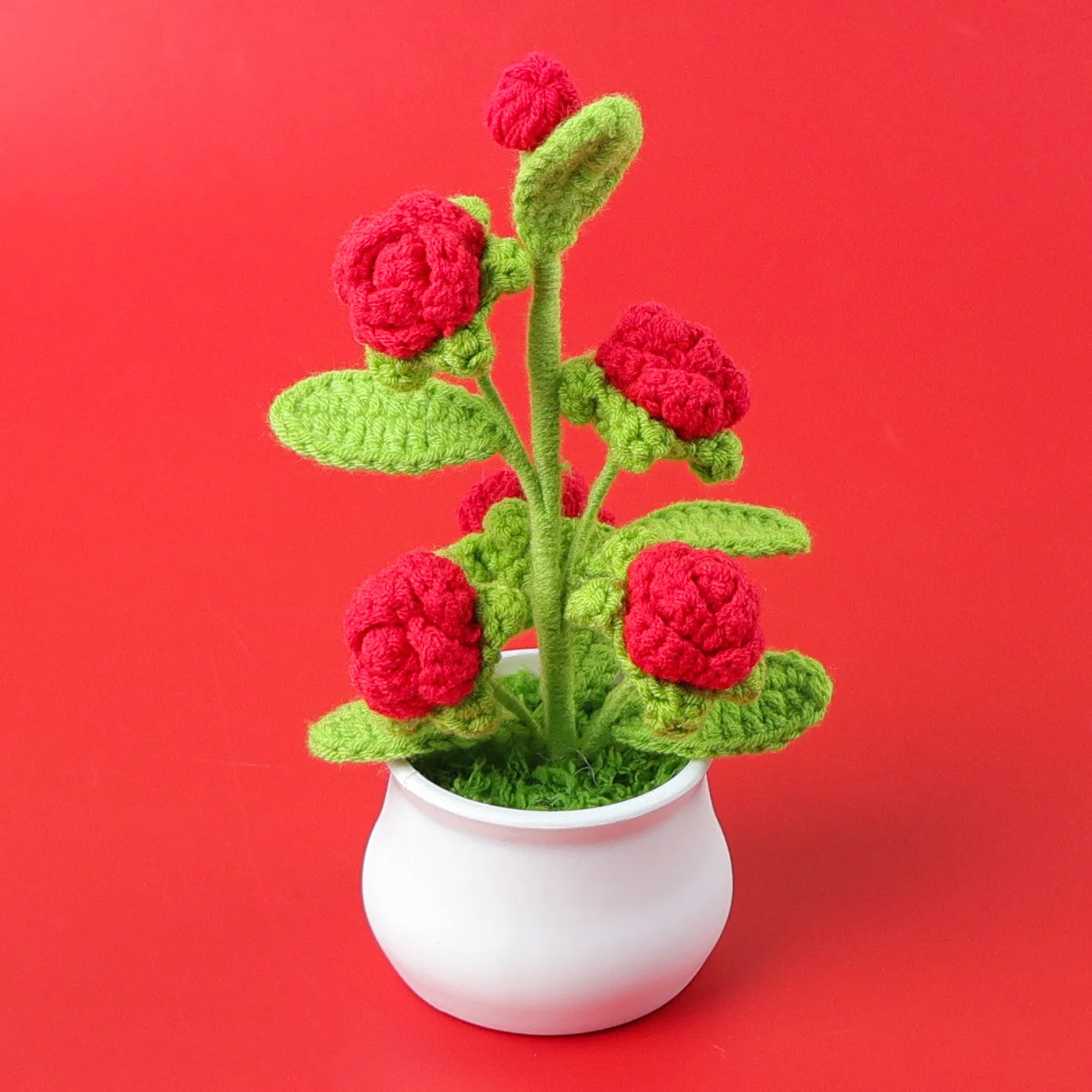 Handmade Woven Rose Potted Desktop Decor