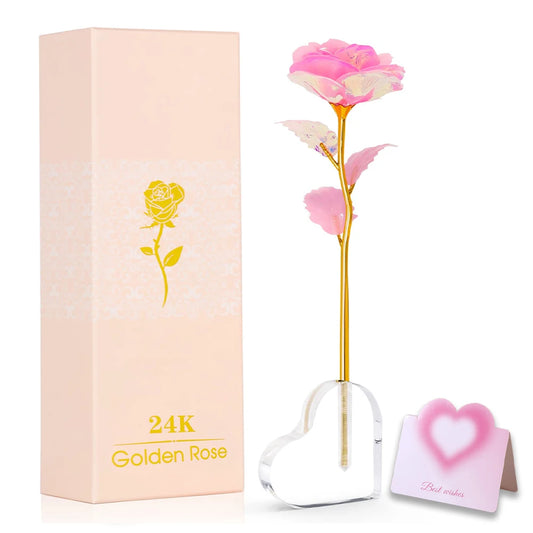 Pink Glitter Rose Crystal Base Gift Box