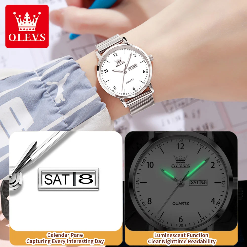 OLEVS Crystal Milanese Steel Watch