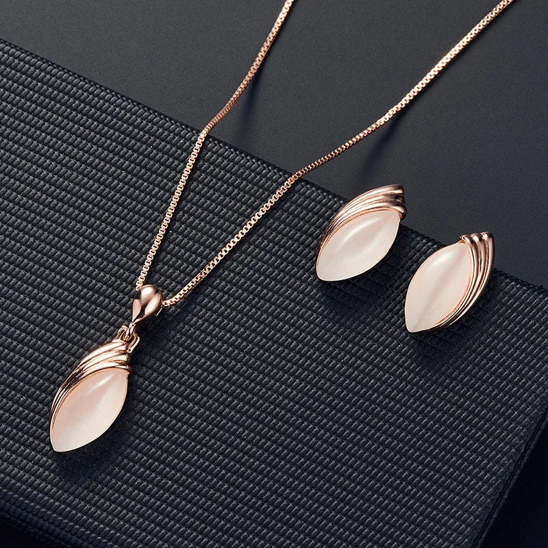 Women's S925 Silver Necklace Earrings Set