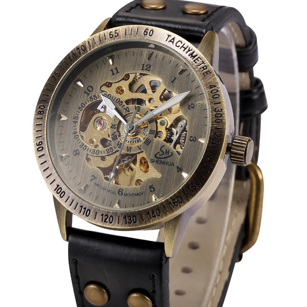 Men's Retro Leather Mechanical Watch