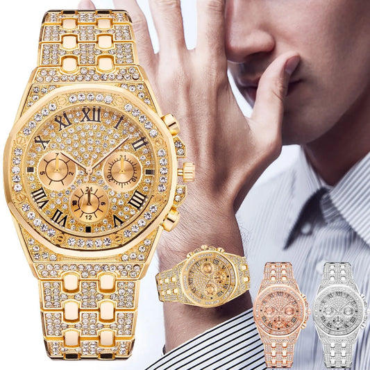 Crystal Gold Men Watch