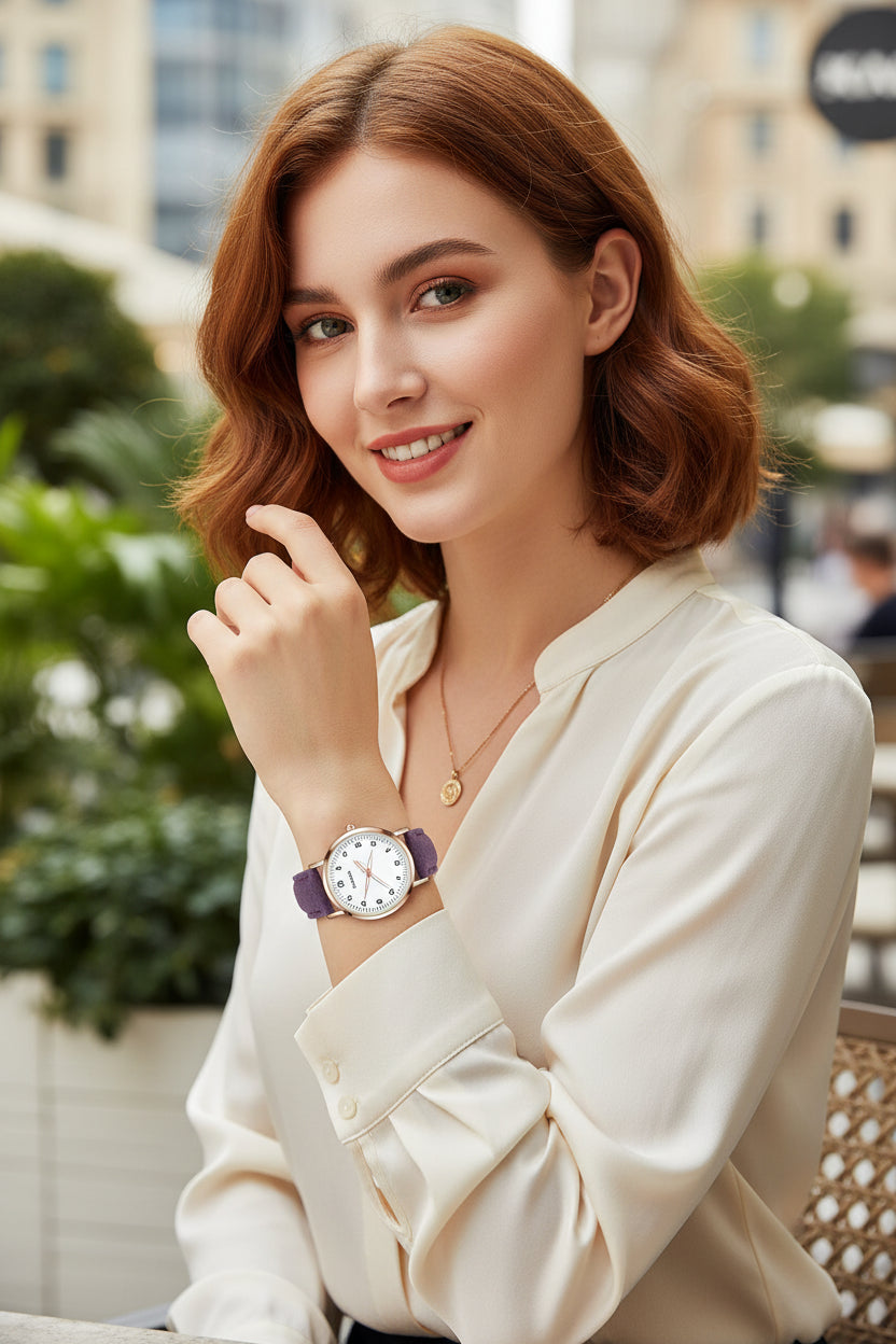 Women's Small Dial Leather Quartz Watch